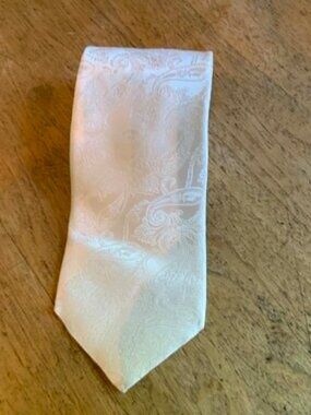 Dion White Paisley Silk Necktie